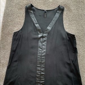 Habit - black silk / leather button up tank top